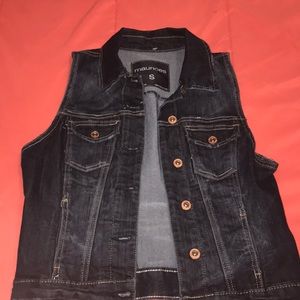 dark blue jean vest